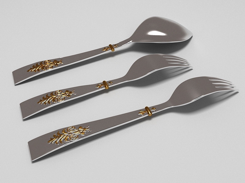 Antique Cutlery Set 3d rendering