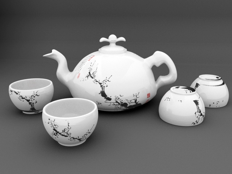 Korean Tea Set 3d rendering