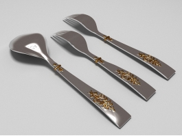 Antique Cutlery Set 3d model preview