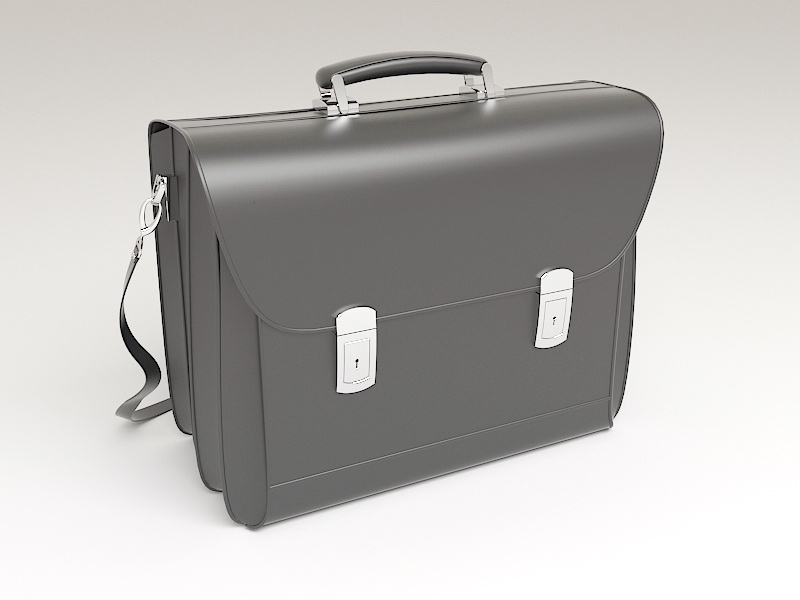 Black Leather Briefcase 3d rendering