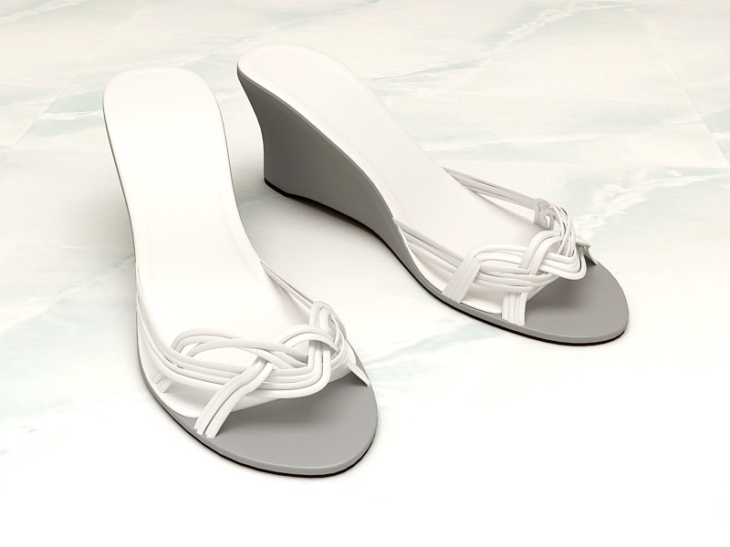 White Wedge Sandals 3d rendering