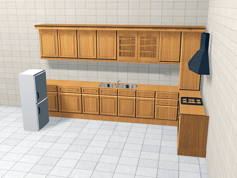 Retro Kitchen Design 3d rendering