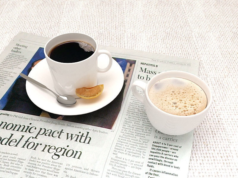 Coffee and News Paper 3d rendering