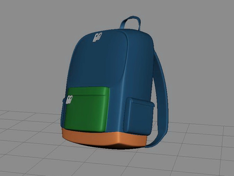 Blue School Backpack 3d rendering