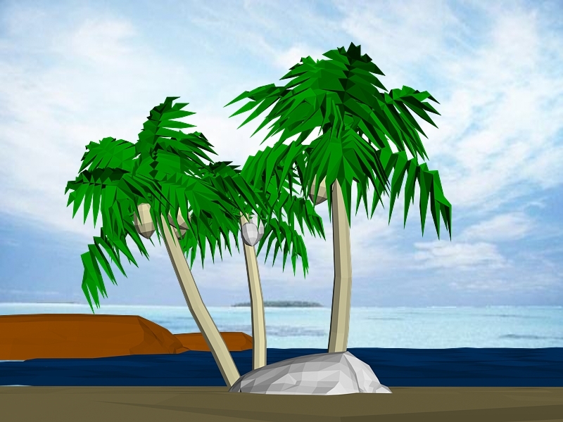 Palm Trees on The Beach 3d rendering