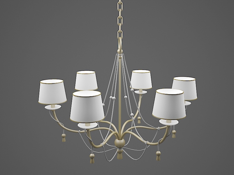 Brass Chandelier with Shades 3d rendering