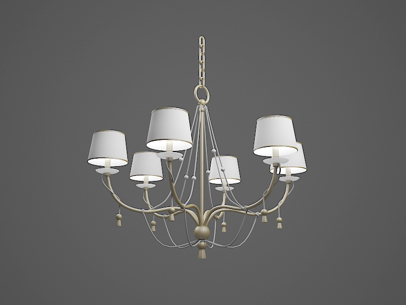 Brass Chandelier with Shades 3d rendering