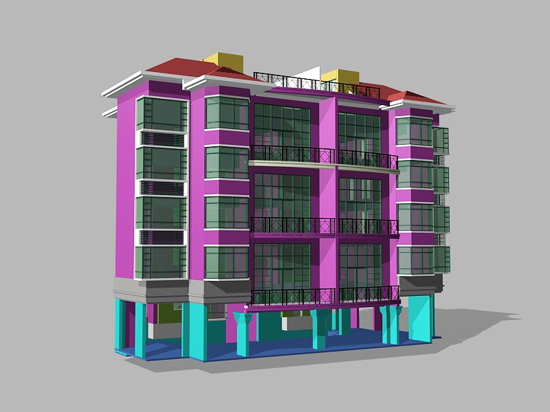 Modern Urban Apartment Building 3d rendering