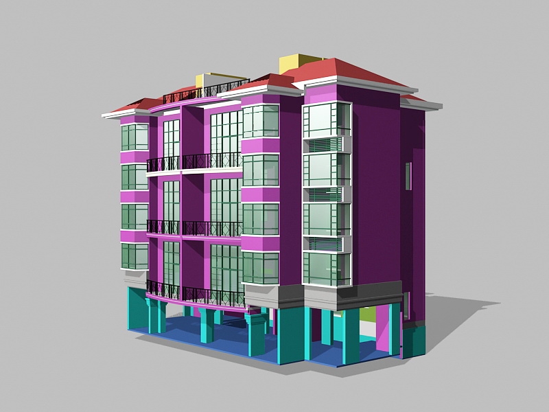 Modern Urban Apartment Building 3d rendering