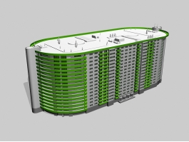High Multistoried Apartment Building 3d model preview