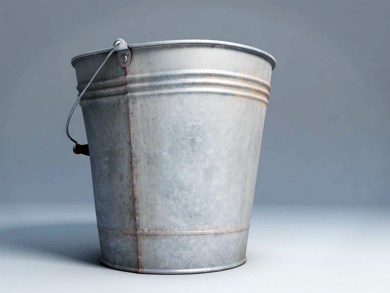 Vintage Metal Bucket 3d rendering