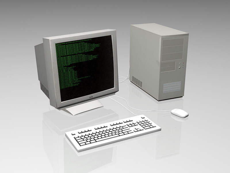 Old Desktop Computer 3d rendering
