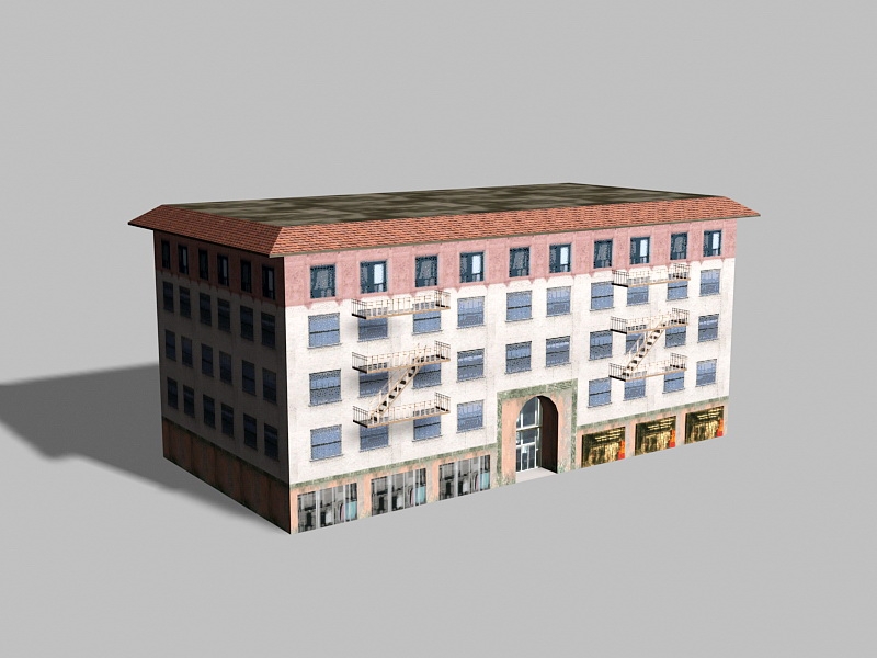 Vintage Apartment Buildings 3d rendering