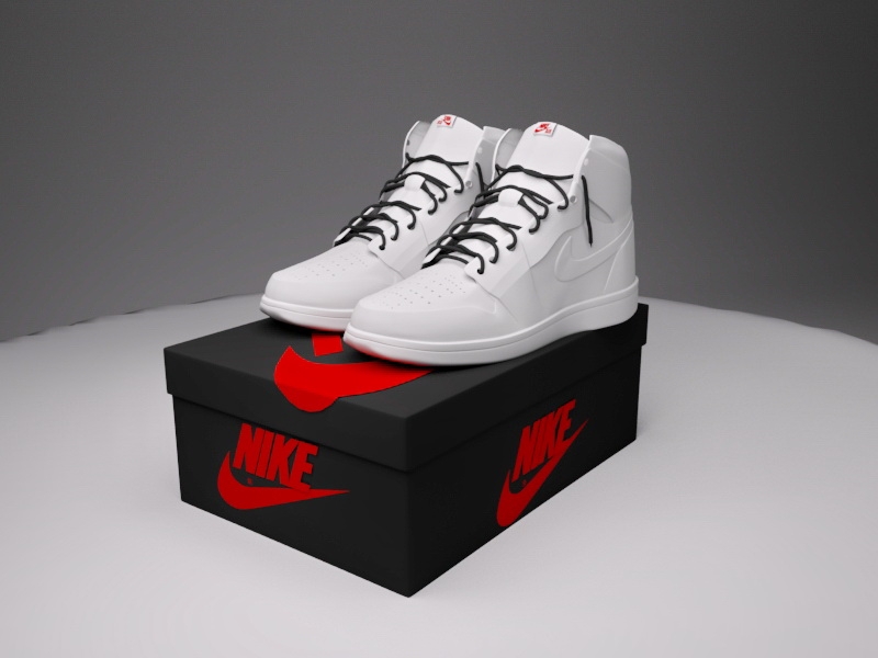 Nike Air Jordan White 3d rendering
