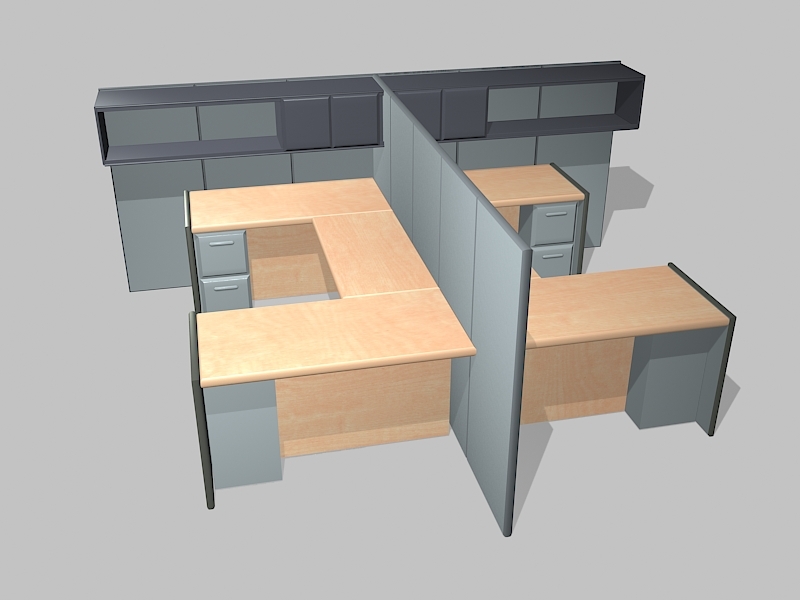 Office Cubicle Workstation Partition 3d rendering
