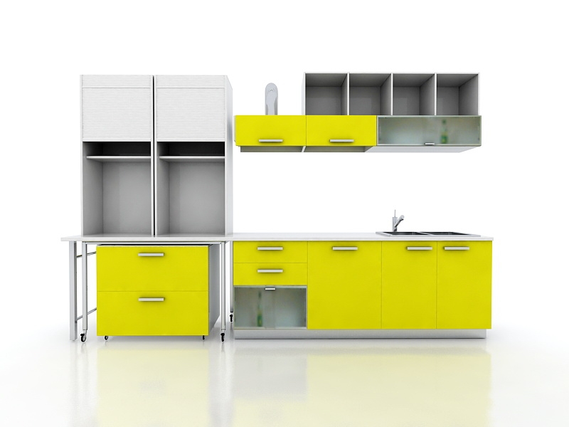 Yellow Kitchen Cabinets Ideas 3d rendering