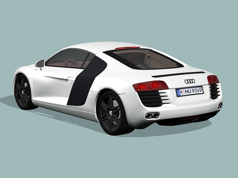 White Audi R8 3d rendering