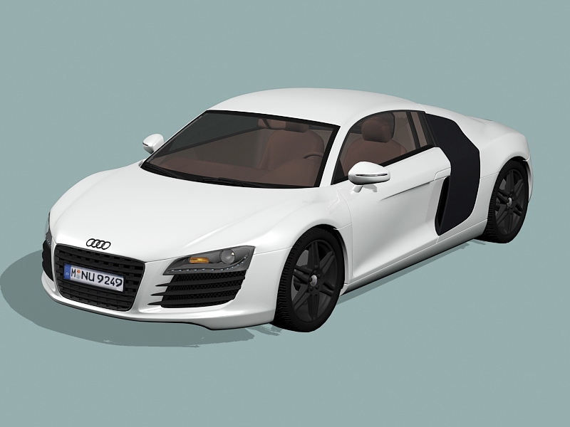 White Audi R8 3d rendering
