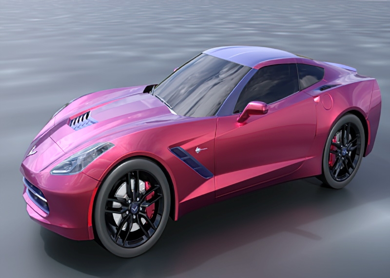 Dark Red Sports Car 3d rendering