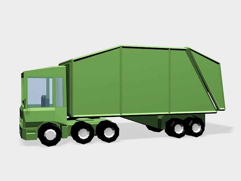 Low Poly Garbage Truck 3d rendering