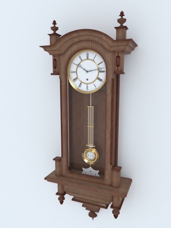 Antique Pendulum Wall Clock 3d rendering