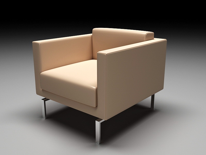 Beige Leather Club Chair 3d rendering