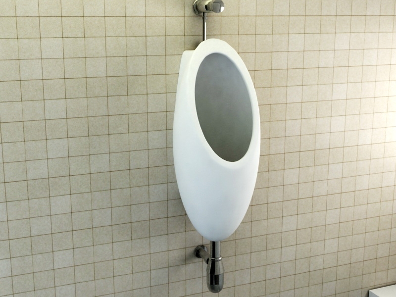 Urinal in Bathroom 3d rendering