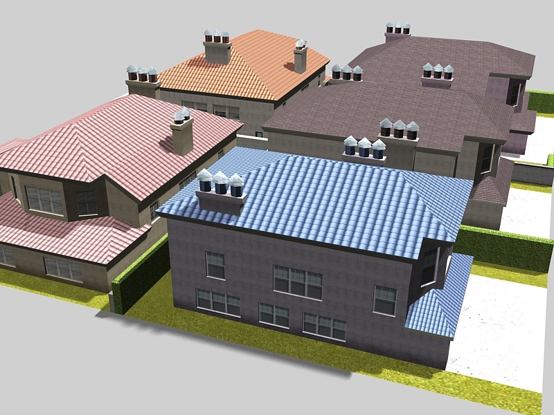 Traditional Family Houses 3d rendering