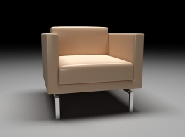 Beige Leather Club Chair 3d preview
