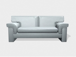 Sky Blue Leather Loveseat 3d preview