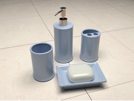 Blue Bathroom Accessories 3d model preview
