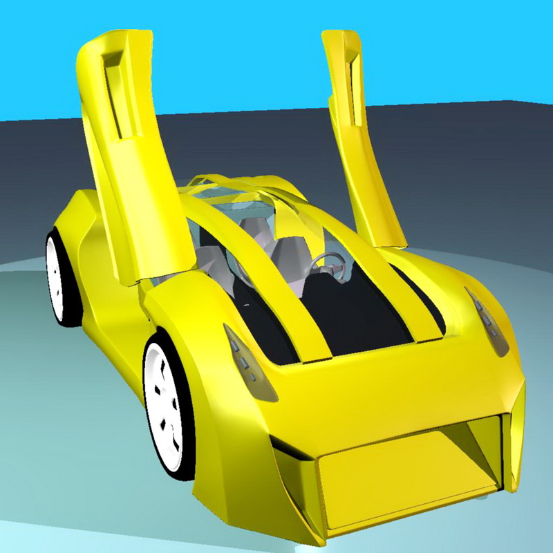 Yellow SuperCar 3d rendering