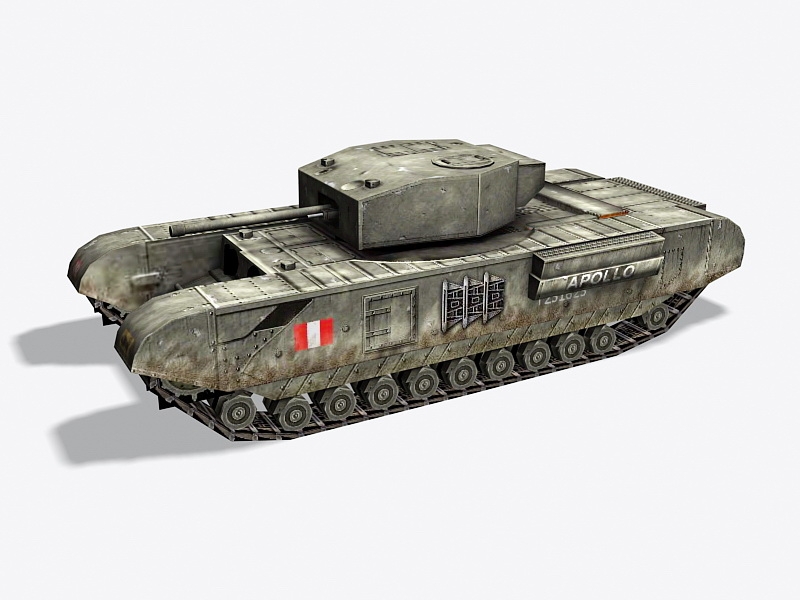 WW2 British Churchill Tank 3d rendering