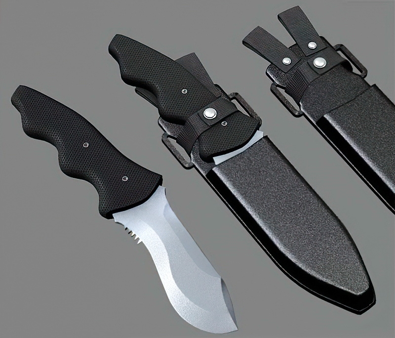 Combat Knife with Sheath 3d rendering