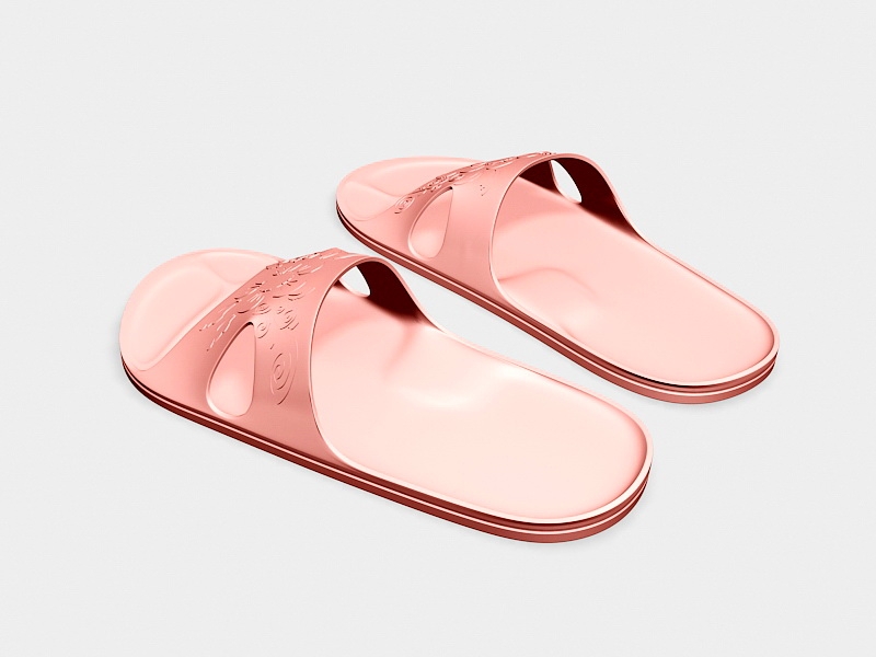 Pink Beach Slippers 3d rendering