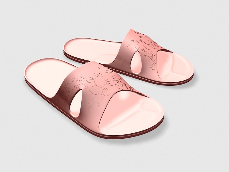 Pink Beach Slippers 3d rendering