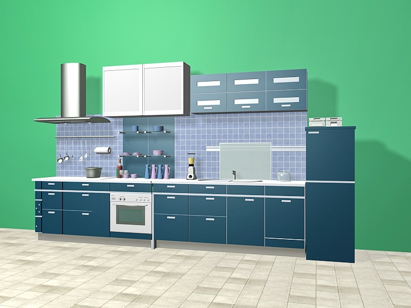Blue Kitchen Cabinets Design Ideas 3d rendering
