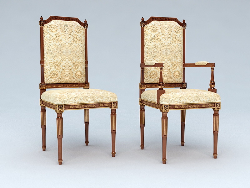 Antique Dining Chairs 3d rendering