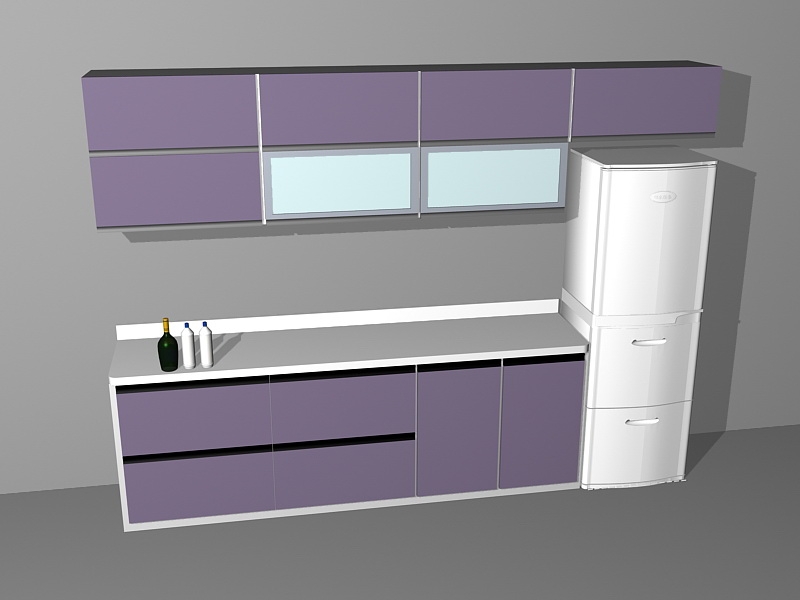 Purple Kitchen Cabinets 3d rendering