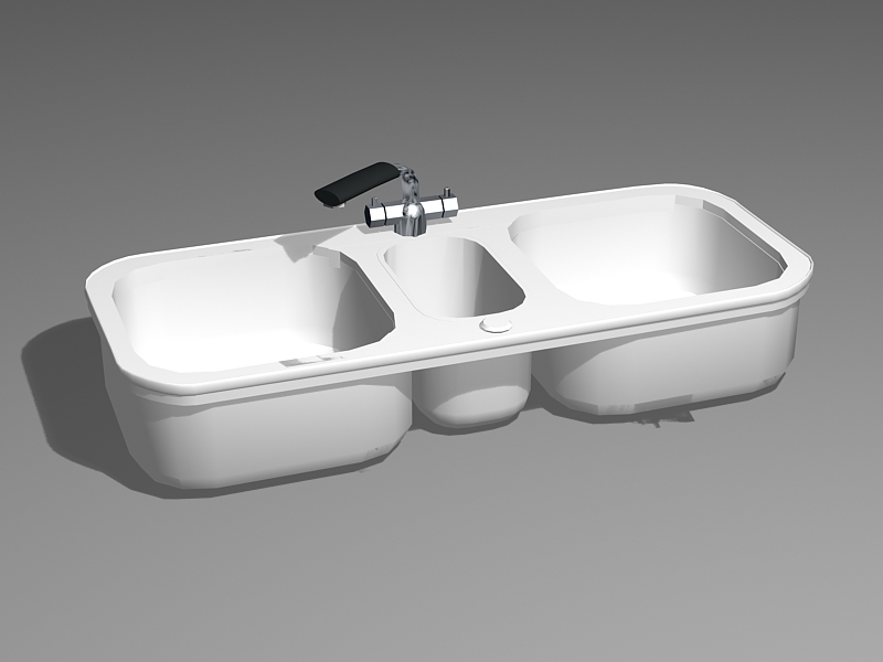 White Ceramic Kitchen Sink 3d rendering