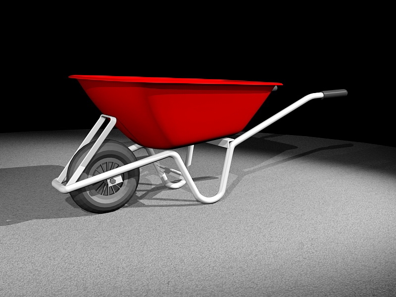 Red Plastic Wheelbarrow 3d rendering