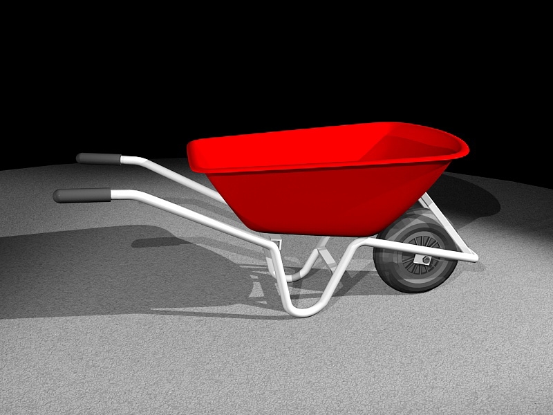 Red Plastic Wheelbarrow 3d rendering