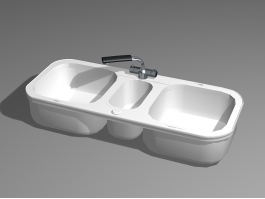 White Ceramic Kitchen Sink 3d preview