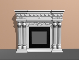 Carved White Fireplace 3d preview