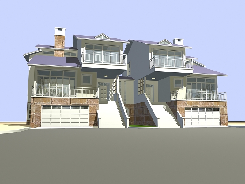 Modern Terrace House 3d rendering