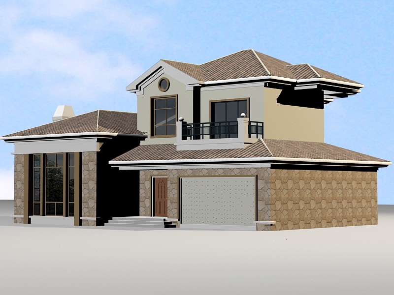 Modern Country House Plan 3d rendering