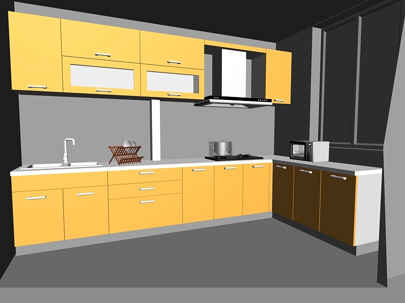 Yellow Kitchen Ideas 3d rendering