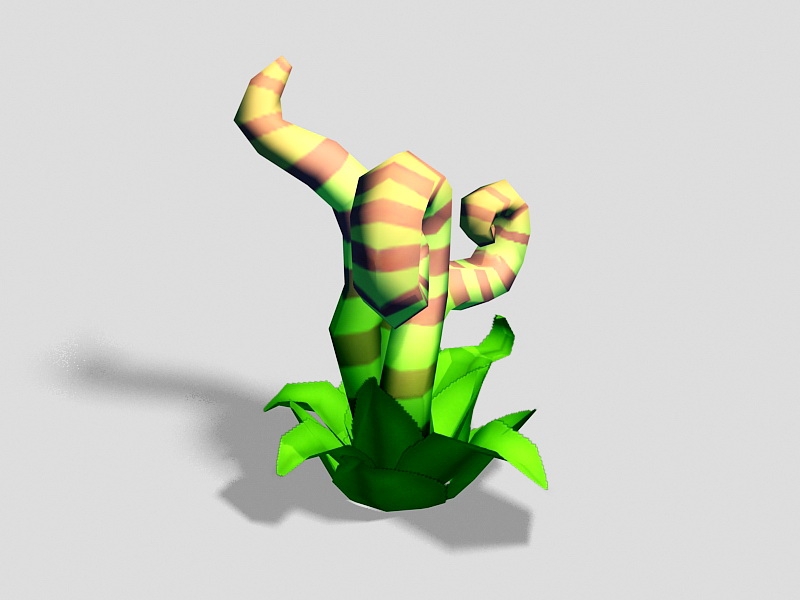 Low Poly Cartoon Plant 3d rendering