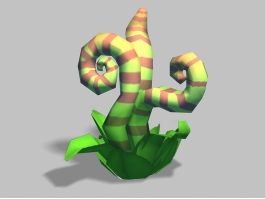 Low Poly Cartoon Plant 3d model preview