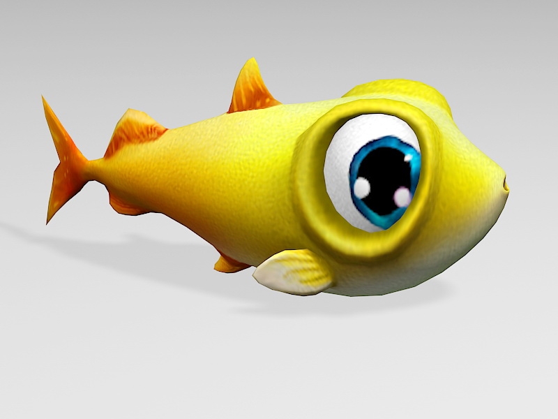 Small Yellow Fish 3d rendering